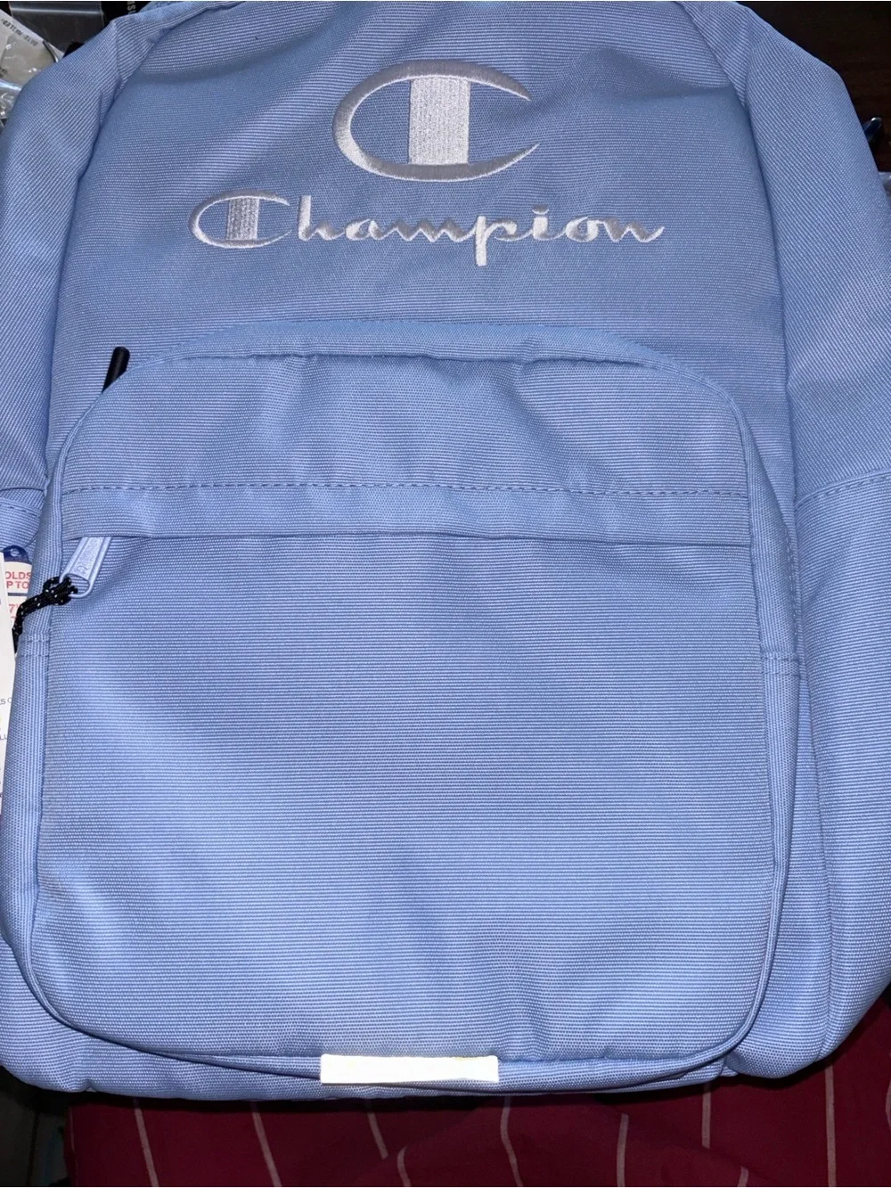 Champion Light Blue Kids Backpack with Pink Top Handle
